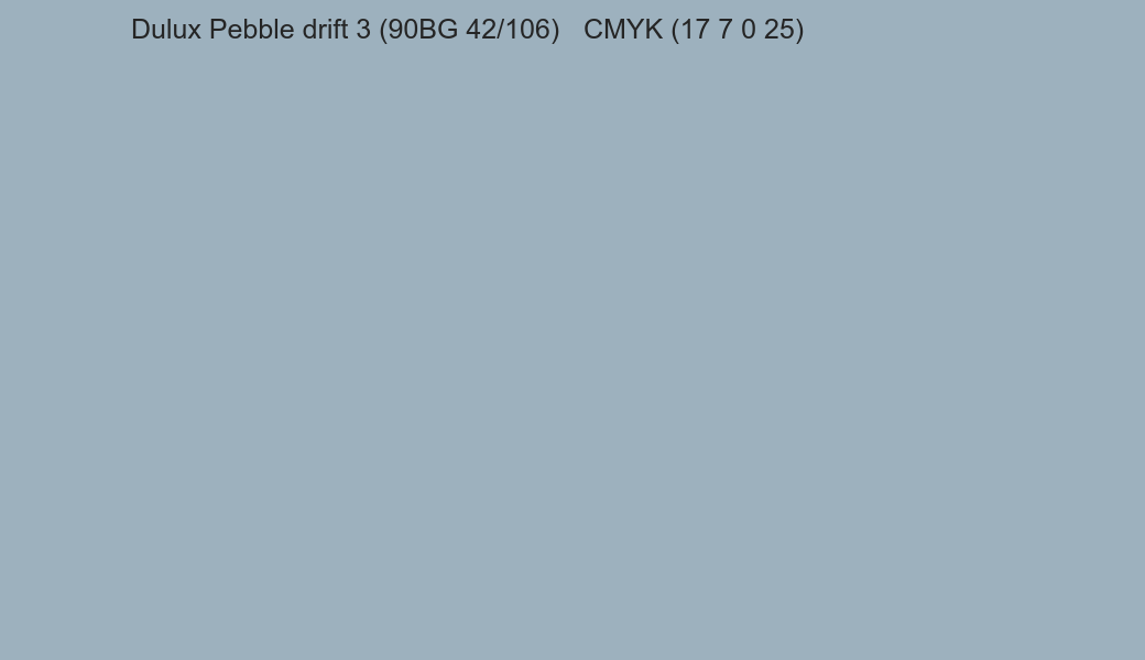 Color Dulux Pebble drift 3 (90BG 42/106) to CMYK (17 7 0 25) converter Color Dulux Pebble drift 3 (90BG 42/106) to CMYK (17 7 0 25) converter