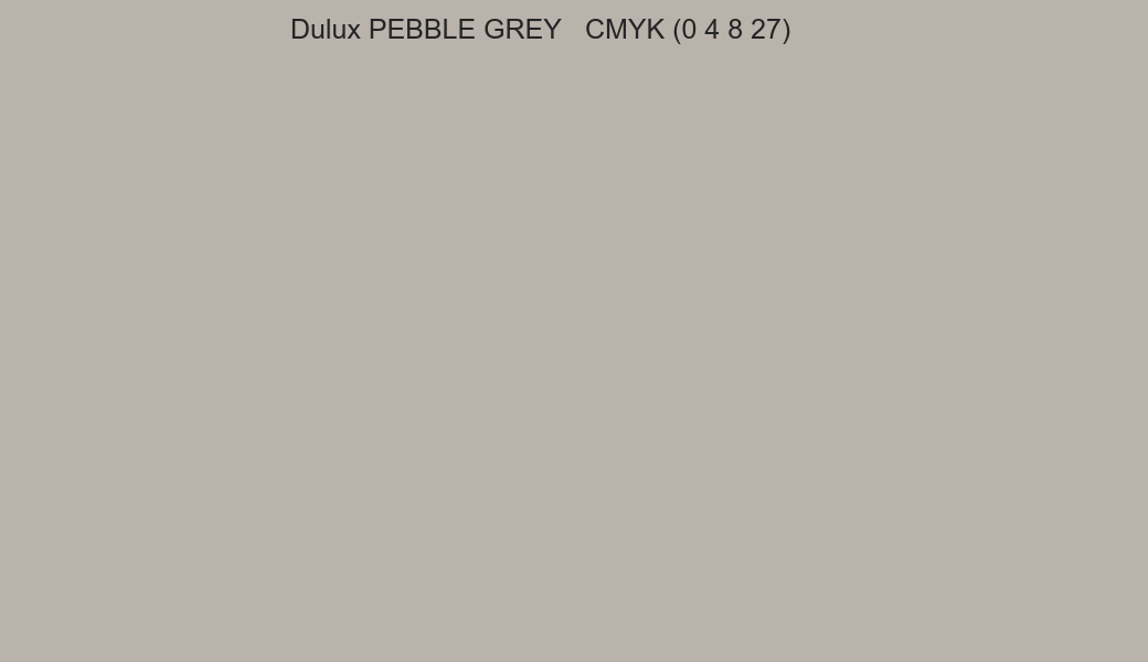 Color Dulux PEBBLE GREY to CMYK (0 4 8 27) converter Color Dulux PEBBLE GREY to CMYK (0 4 8 27) converter