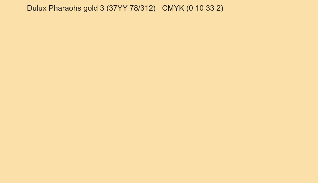 Color Dulux Pharaohs gold 3 (37YY 78/312) to CMYK (0 10 33 2) converter Color Dulux Pharaohs gold 3 (37YY 78/312) to CMYK (0 10 33 2) converter