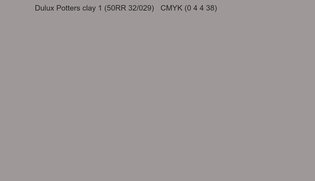 Color Dulux Potters clay 1 (50RR 32/029) to CMYK (0 4 4 38) converter Color Dulux Potters clay 1 (50RR 32/029) to CMYK (0 4 4 38) converter