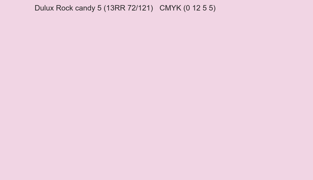Color Dulux Rock candy 5 (13RR 72/121) to CMYK (0 12 5 5) converter Color Dulux Rock candy 5 (13RR 72/121) to CMYK (0 12 5 5) converter