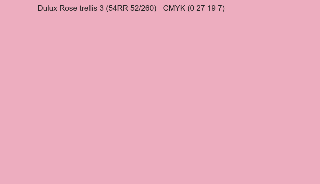 Color Dulux Rose trellis 3 (54RR 52/260) to CMYK (0 27 19 7) converter Color Dulux Rose trellis 3 (54RR 52/260) to CMYK (0 27 19 7) converter