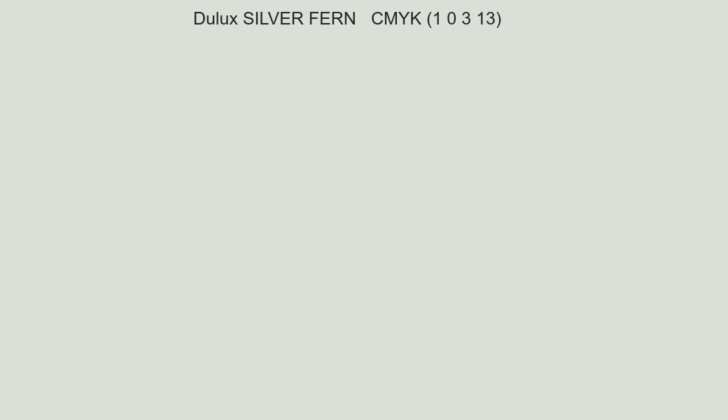 Color Dulux SILVER FERN to CMYK (1 0 3 13) converter Color Dulux SILVER FERN to CMYK (1 0 3 13) converter