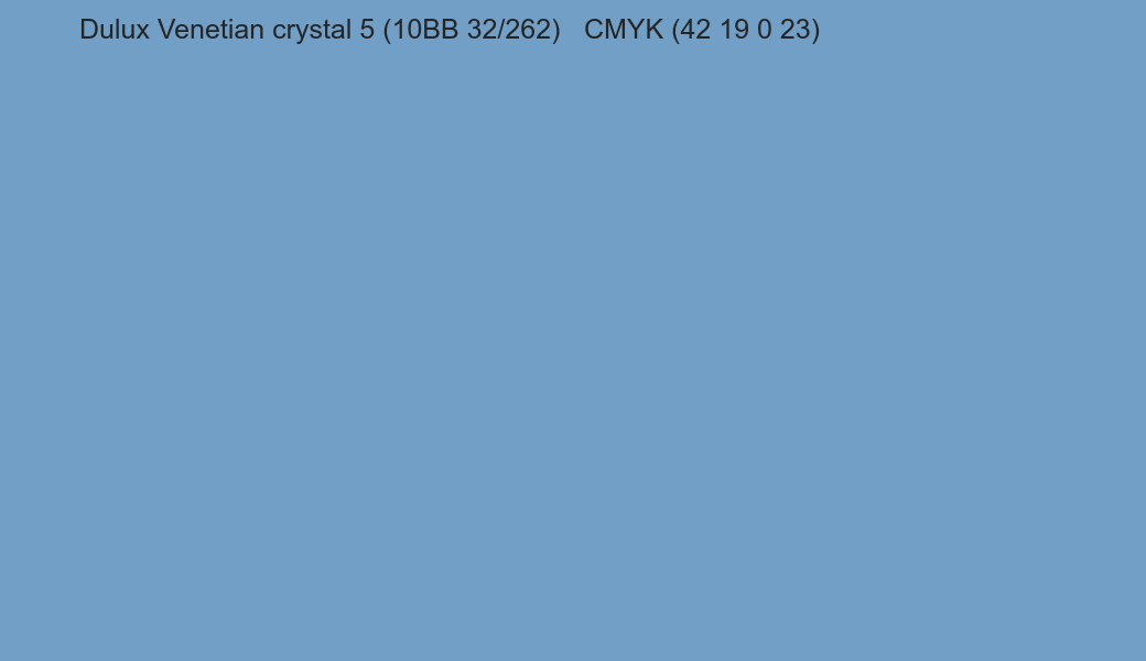 Color Dulux Venetian crystal 5 (10BB 32/262) to CMYK (42 19 0 23) converter Color Dulux Venetian crystal 5 (10BB 32/262) to CMYK (42 19 0 23) converter