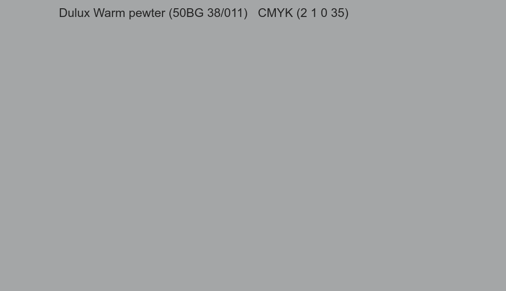 Color Dulux Warm pewter (50BG 38/011) to CMYK (2 1 0 35) converter Color Dulux Warm pewter (50BG 38/011) to CMYK (2 1 0 35) converter