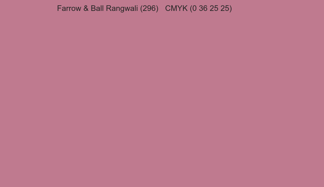 Color Farrow & Ball Rangwali (296) to CMYK (0 36 25 25) converter Color Farrow & Ball Rangwali (296) to CMYK (0 36 25 25) converter