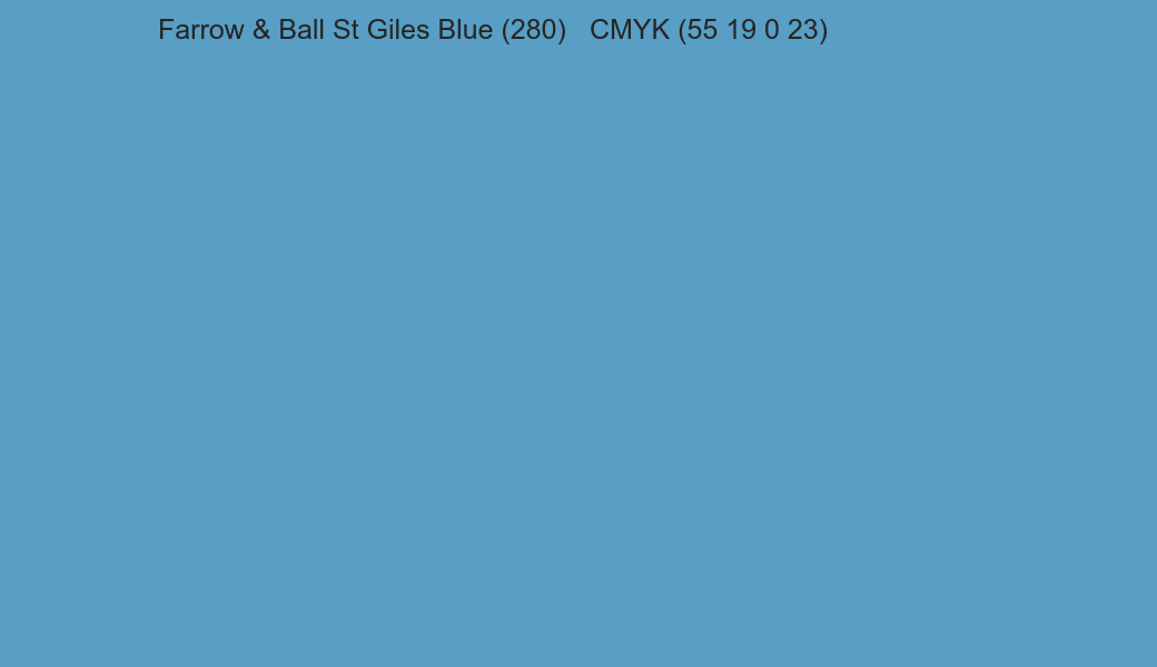 Color Farrow & Ball St Giles Blue (280) to CMYK (55 19 0 23) converter Color Farrow & Ball St Giles Blue (280) to CMYK (55 19 0 23) converter
