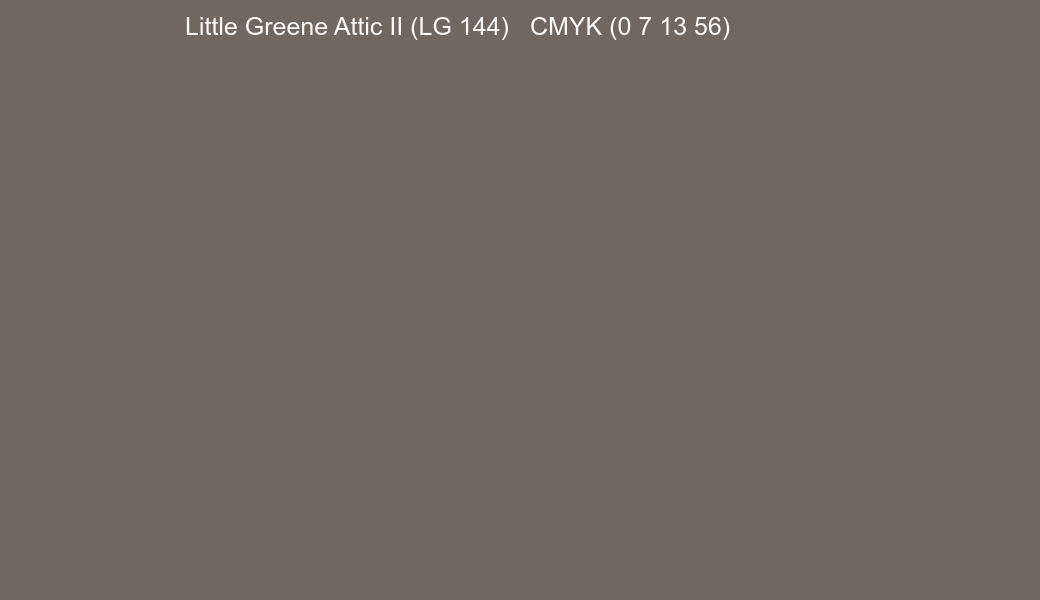 Color Little Greene Attic II (LG 144) to CMYK (0 7 13 56) converter Color Little Greene Attic II (LG 144) to CMYK (0 7 13 56) converter