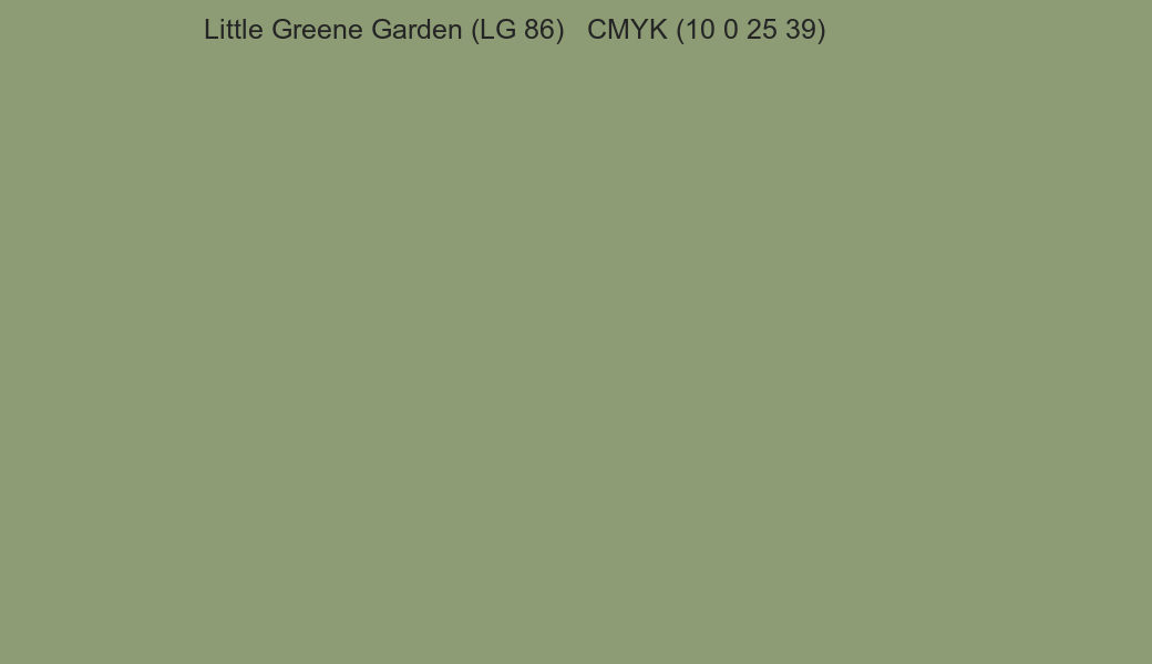 Color Little Greene Garden (LG 86) to CMYK (10 0 25 39) converter Color Little Greene Garden (LG 86) to CMYK (10 0 25 39) converter