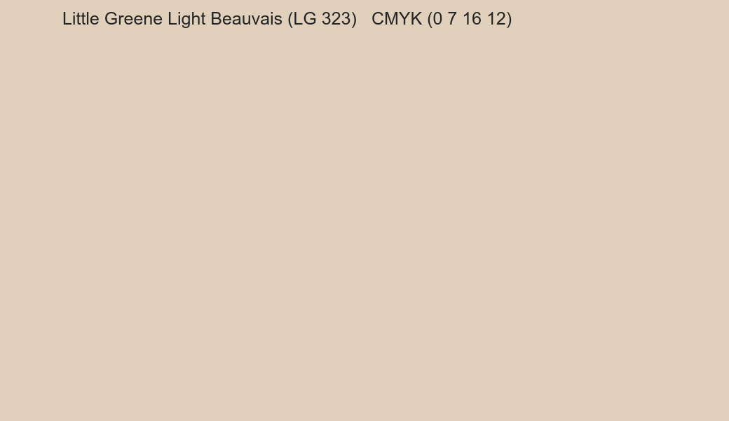 Color Little Greene Light Beauvais (LG 323) to CMYK (0 7 16 12) converter Color Little Greene Light Beauvais (LG 323) to CMYK (0 7 16 12) converter