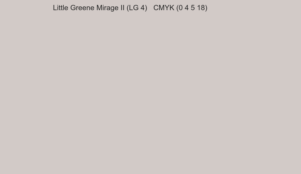 Color Little Greene Mirage II (LG 4) to CMYK (0 4 5 18) converter Color Little Greene Mirage II (LG 4) to CMYK (0 4 5 18) converter