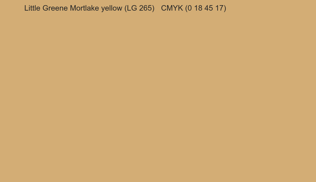 Color Little Greene Mortlake yellow (LG 265) to CMYK (0 18 45 17) converter Color Little Greene Mortlake yellow (LG 265) to CMYK (0 18 45 17) converter