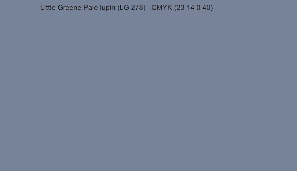 Color Little Greene Pale lupin (LG 278) to CMYK (23 14 0 40) converter Color Little Greene Pale lupin (LG 278) to CMYK (23 14 0 40) converter