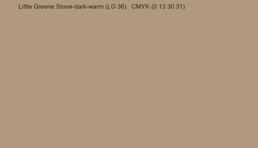 Color Little Greene Stone-dark-warm (LG 36) to CMYK (0 13 30 31) converter Color Little Greene Stone-dark-warm (LG 36) to CMYK (0 13 30 31) converter