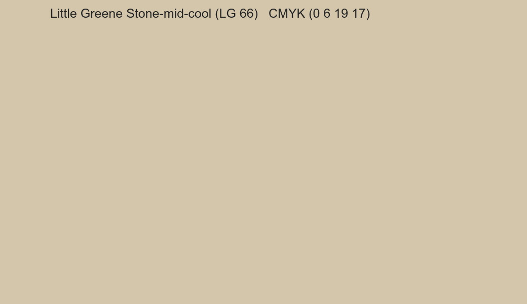 Color Little Greene Stone-mid-cool (LG 66) to CMYK (0 6 19 17) converter Color Little Greene Stone-mid-cool (LG 66) to CMYK (0 6 19 17) converter