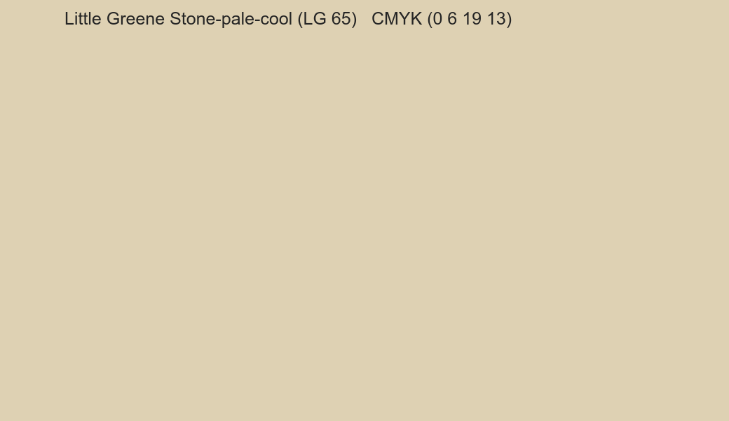 Color Little Greene Stone-pale-cool (LG 65) to CMYK (0 6 19 13) converter Color Little Greene Stone-pale-cool (LG 65) to CMYK (0 6 19 13) converter