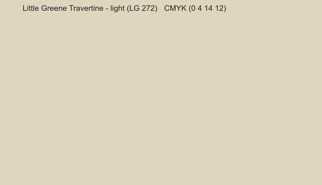 Color Little Greene Travertine - light (LG 272) to CMYK (0 4 14 12) converter Color Little Greene Travertine - light (LG 272) to CMYK (0 4 14 12) converter