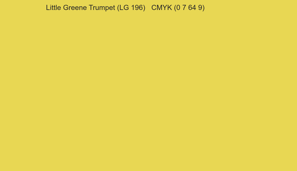 Color Little Greene Trumpet (LG 196) to CMYK (0 7 64 9) converter Color Little Greene Trumpet (LG 196) to CMYK (0 7 64 9) converter