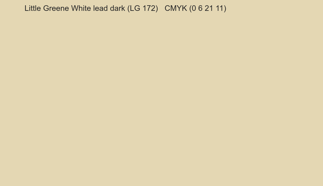 Color Little Greene White lead dark (LG 172) to CMYK (0 6 21 11) converter Color Little Greene White lead dark (LG 172) to CMYK (0 6 21 11) converter