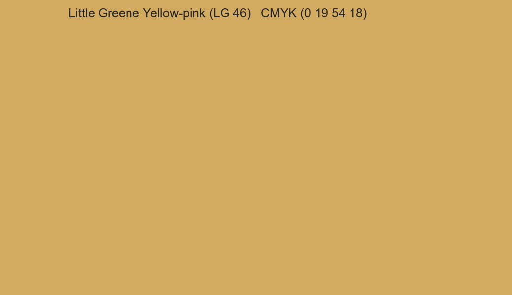 Color Little Greene Yellow-pink (LG 46) to CMYK (0 19 54 18) converter Color Little Greene Yellow-pink (LG 46) to CMYK (0 19 54 18) converter