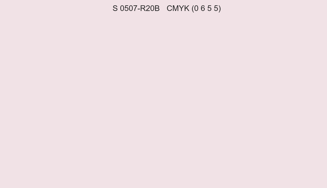 Color NCS S 0507-R20B to CMYK (0 6 5 5) converter Color NCS S 0507-R20B to CMYK (0 6 5 5) converter