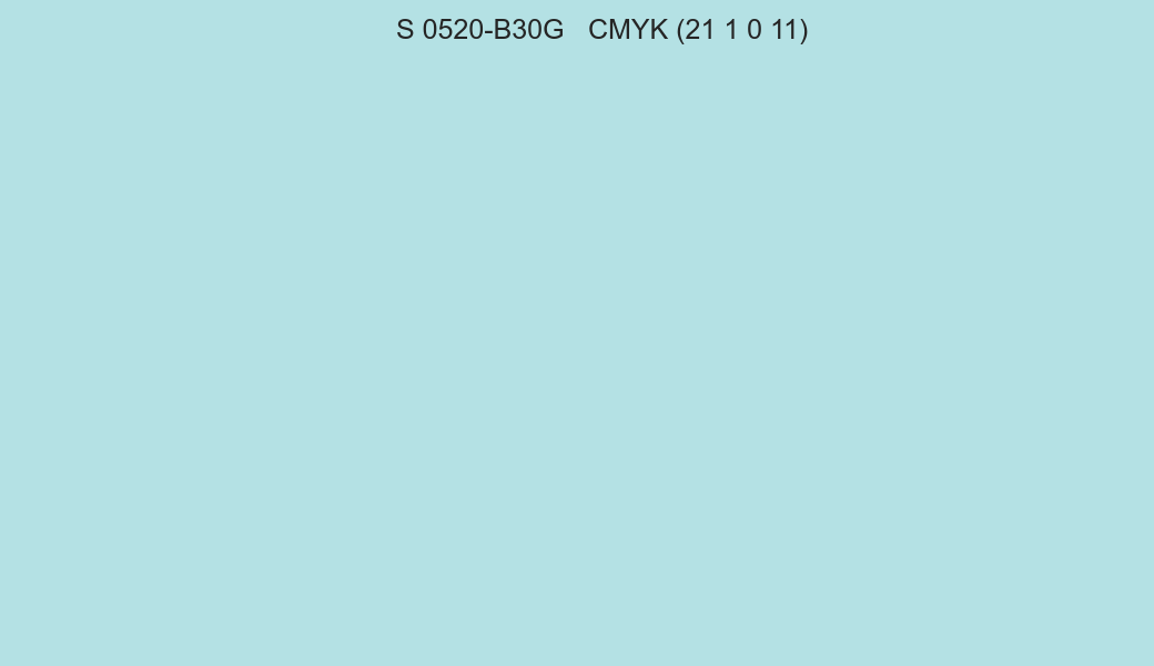 Color NCS S 0520-B30G to CMYK (21 1 0 11) converter Color NCS S 0520-B30G to CMYK (21 1 0 11) converter