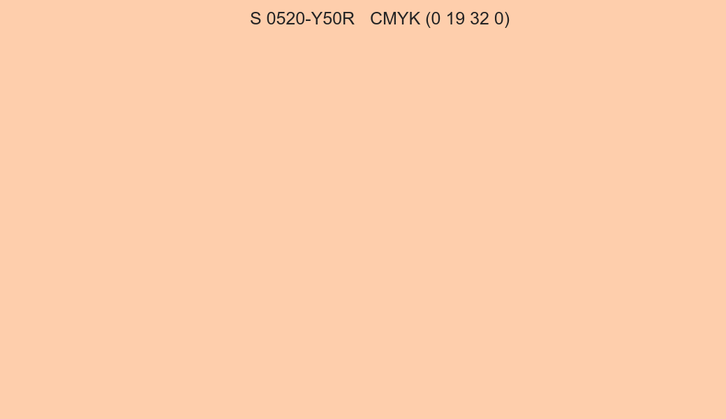 Color NCS S 0520-Y50R to CMYK (0 19 32 0) converter Color NCS S 0520-Y50R to CMYK (0 19 32 0) converter