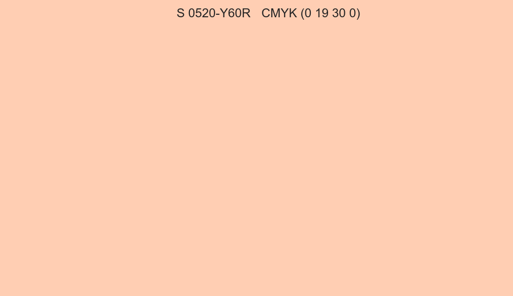 Color NCS S 0520-Y60R to CMYK (0 19 30 0) converter Color NCS S 0520-Y60R to CMYK (0 19 30 0) converter