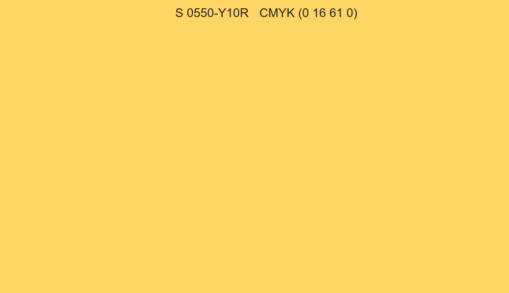 Color NCS S 0550-Y10R to CMYK (0 16 61 0) converter Color NCS S 0550-Y10R to CMYK (0 16 61 0) converter