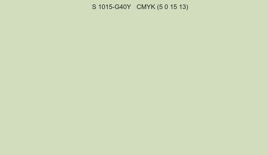 Color NCS S 1015-G40Y to CMYK (5 0 15 13) converter Color NCS S 1015-G40Y to CMYK (5 0 15 13) converter