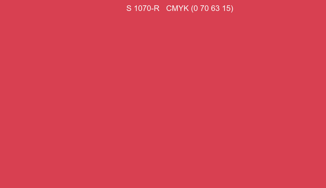 Color NCS S 1070-R to CMYK (0 70 63 15) converter Color NCS S 1070-R to CMYK (0 70 63 15) converter