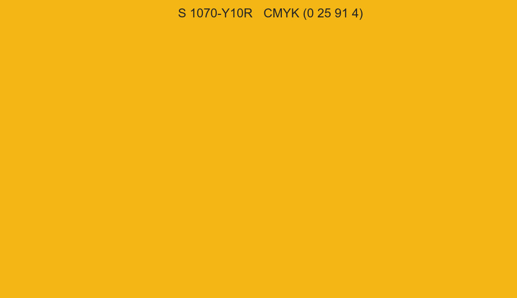 Color NCS S 1070-Y10R to CMYK (0 25 91 4) converter Color NCS S 1070-Y10R to CMYK (0 25 91 4) converter