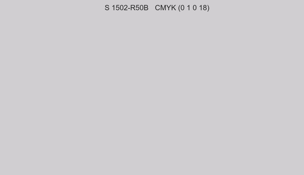 Color NCS S 1502-R50B to CMYK (0 1 0 18) converter Color NCS S 1502-R50B to CMYK (0 1 0 18) converter