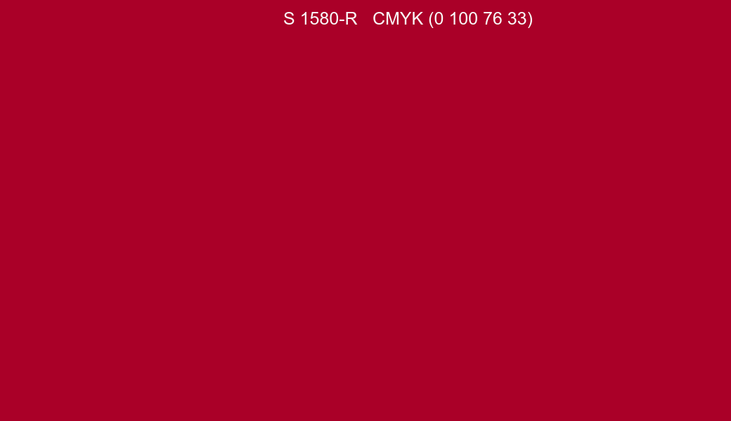 Color NCS S 1580-R to CMYK (0 100 76 33) converter Color NCS S 1580-R to CMYK (0 100 76 33) converter