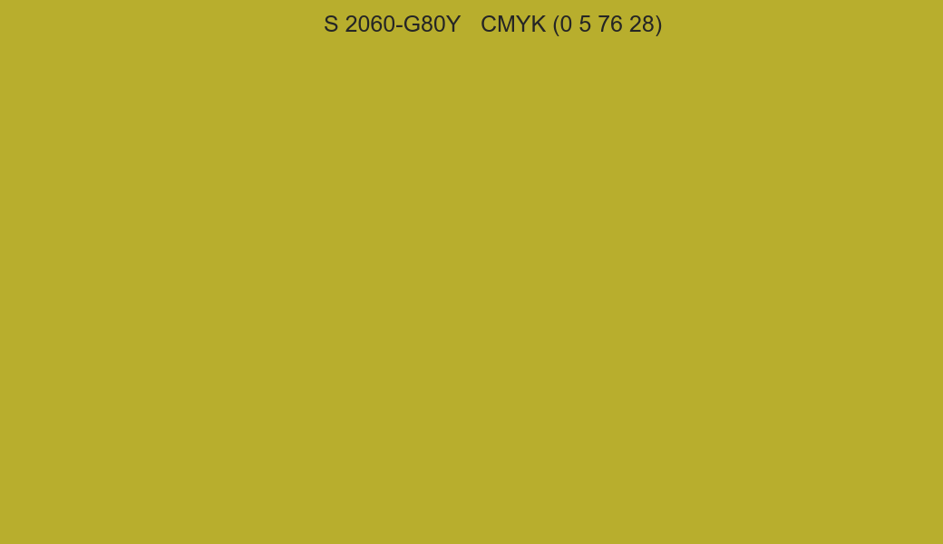 Color NCS S 2060-G80Y to CMYK (0 5 76 28) converter Color NCS S 2060-G80Y to CMYK (0 5 76 28) converter