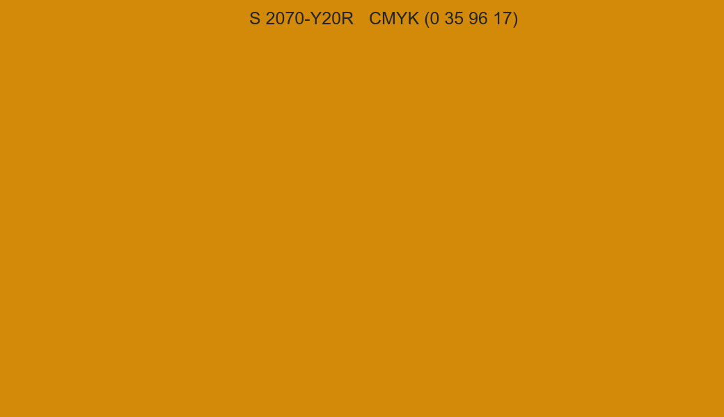 Color NCS S 2070-Y20R to CMYK (0 35 96 17) converter Color NCS S 2070-Y20R to CMYK (0 35 96 17) converter