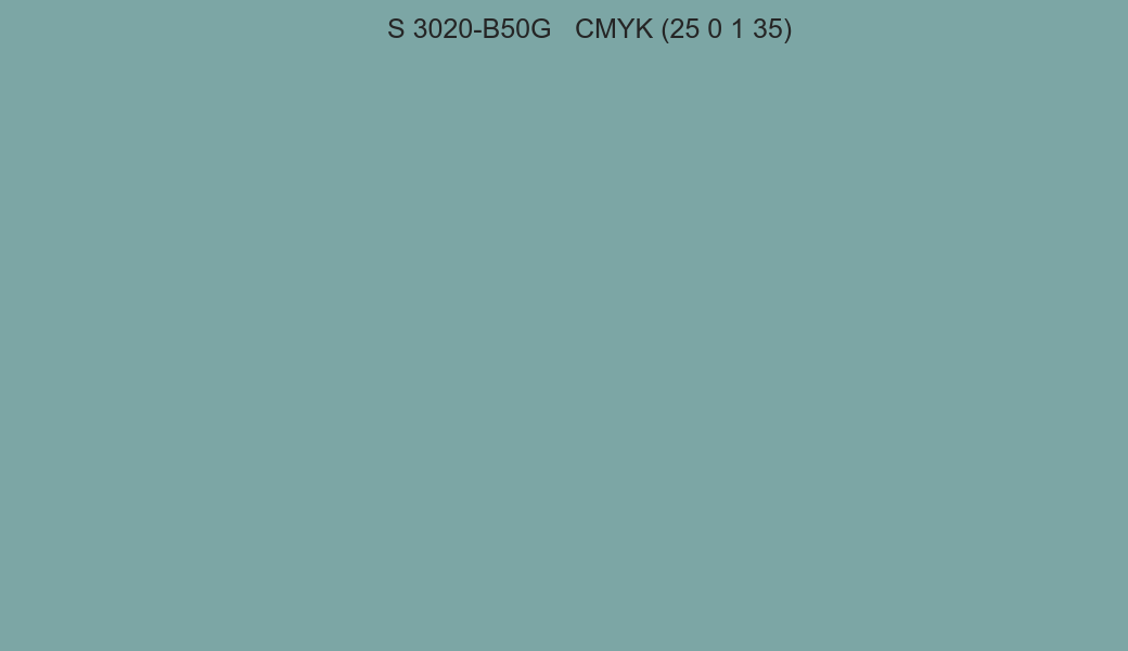 Color NCS S 3020-B50G to CMYK (25 0 1 35) converter Color NCS S 3020-B50G to CMYK (25 0 1 35) converter