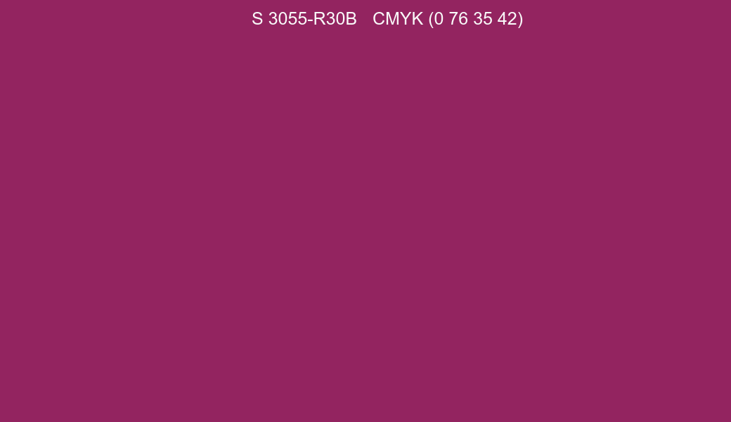 Color NCS S 3055-R30B to CMYK (0 76 35 42) converter Color NCS S 3055-R30B to CMYK (0 76 35 42) converter