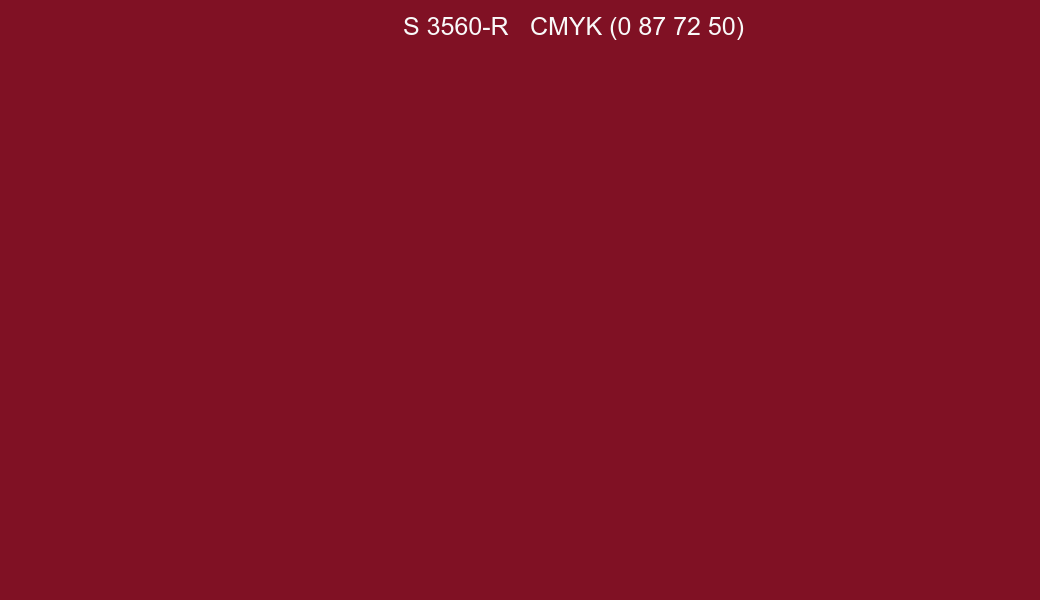 Color NCS S 3560-R to CMYK (0 87 72 50) converter Color NCS S 3560-R to CMYK (0 87 72 50) converter