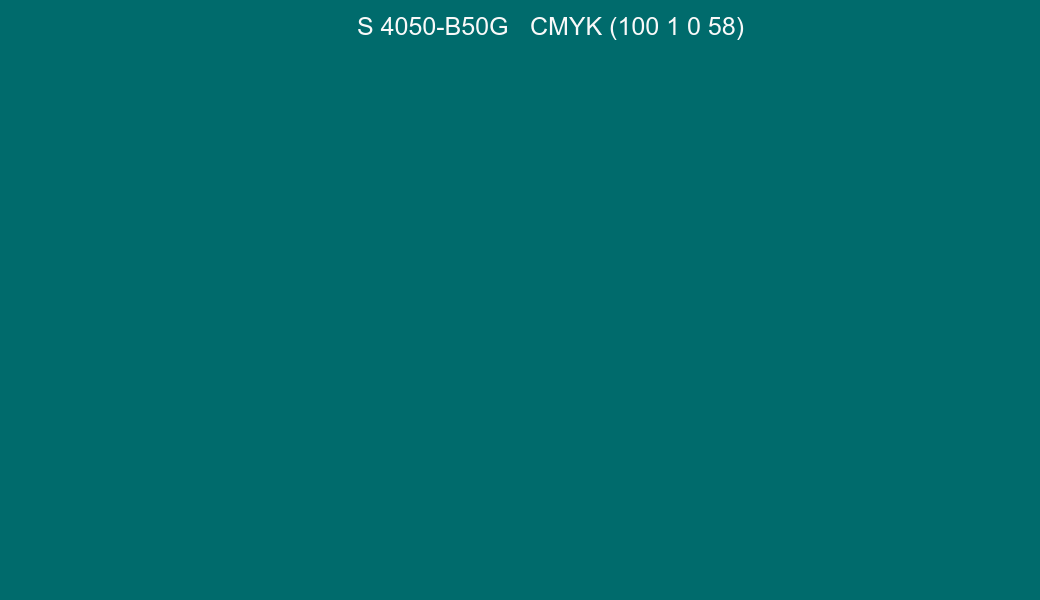 Color NCS S 4050-B50G to CMYK (100 1 0 58) converter Color NCS S 4050-B50G to CMYK (100 1 0 58) converter