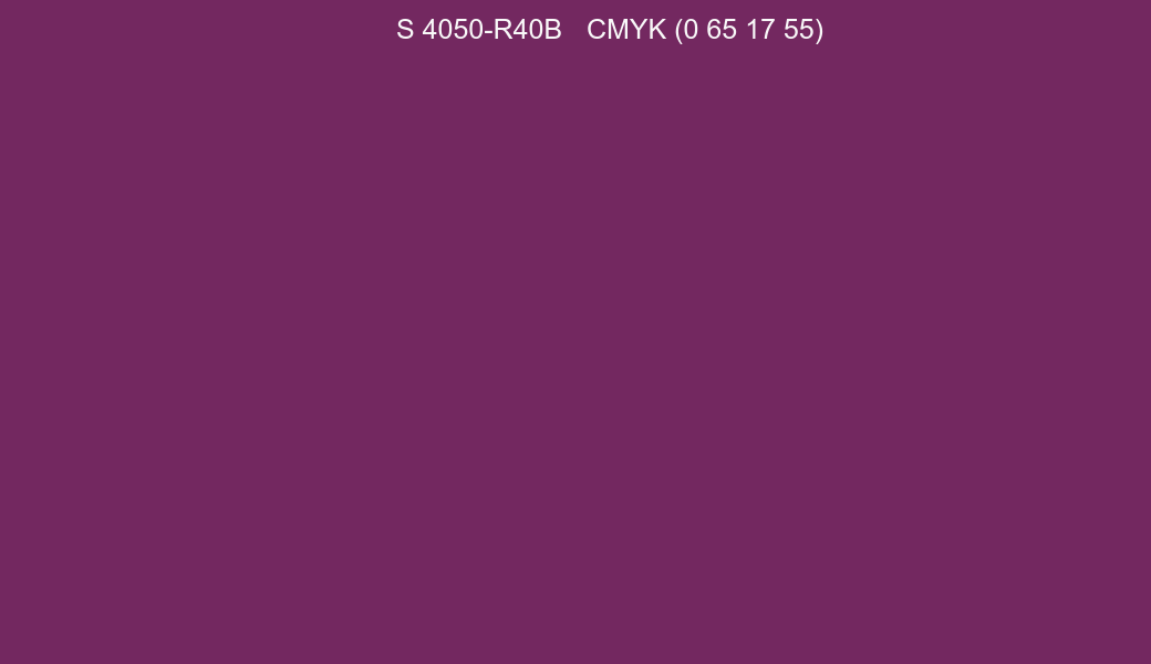 Color NCS S 4050-R40B to CMYK (0 65 17 55) converter Color NCS S 4050-R40B to CMYK (0 65 17 55) converter