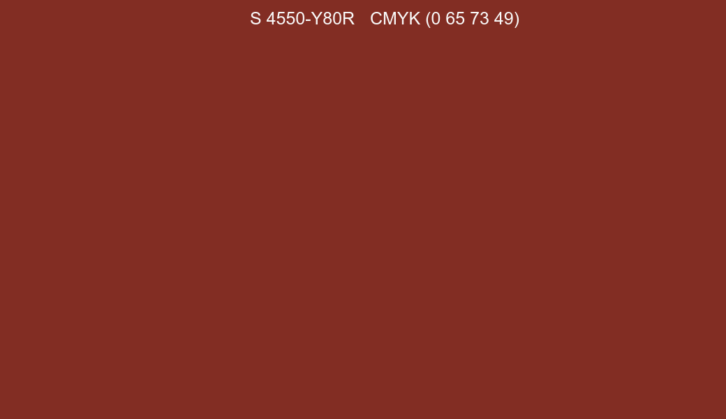 Color NCS S 4550-Y80R to CMYK (0 65 73 49) converter Color NCS S 4550-Y80R to CMYK (0 65 73 49) converter