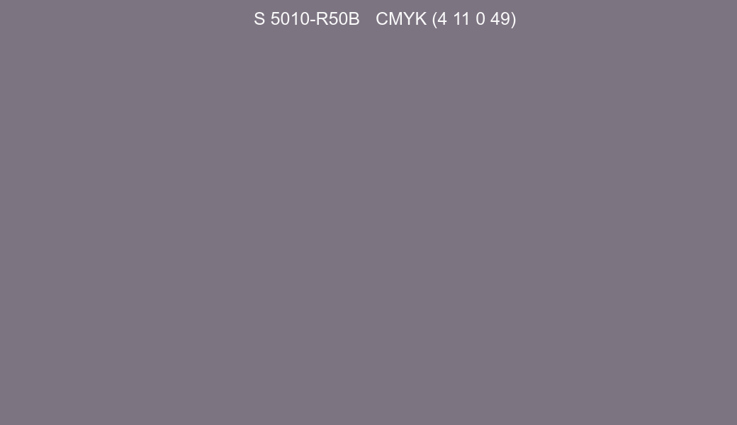 Color NCS S 5010-R50B to CMYK (4 11 0 49) converter Color NCS S 5010-R50B to CMYK (4 11 0 49) converter