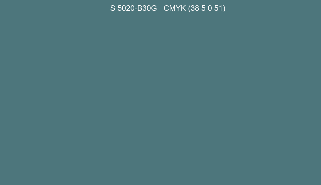 Color NCS S 5020-B30G to CMYK (38 5 0 51) converter Color NCS S 5020-B30G to CMYK (38 5 0 51) converter