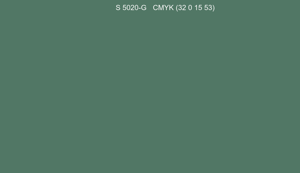 Color NCS S 5020-G to CMYK (32 0 15 53) converter Color NCS S 5020-G to CMYK (32 0 15 53) converter