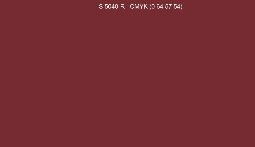 Color NCS S 5040-R to CMYK (0 64 57 54) converter Color NCS S 5040-R to CMYK (0 64 57 54) converter