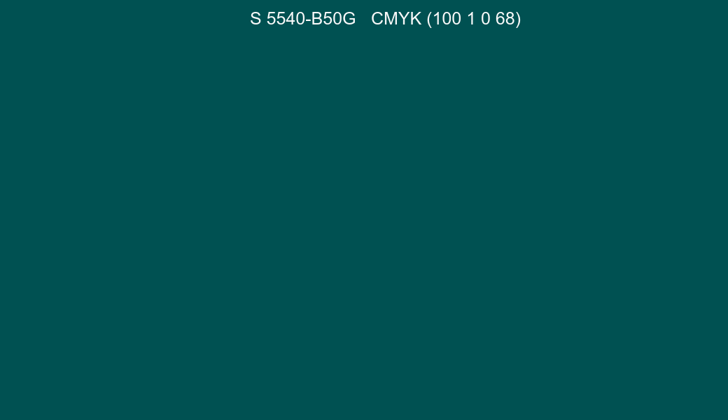 Color NCS S 5540-B50G to CMYK (100 1 0 68) converter Color NCS S 5540-B50G to CMYK (100 1 0 68) converter