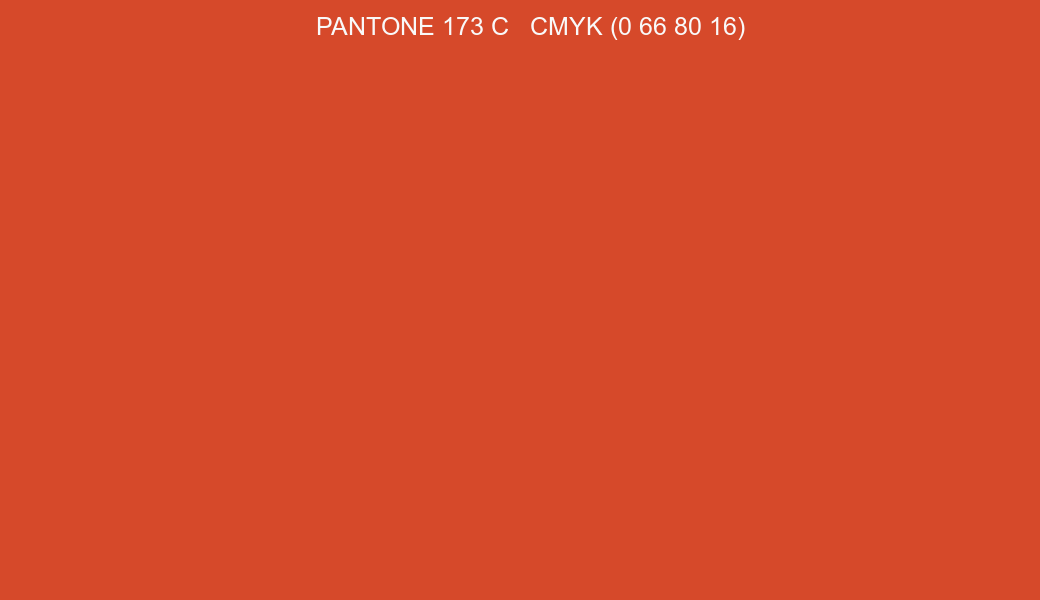 Color PANTONE 173 C to CMYK (0 66 80 16) converter