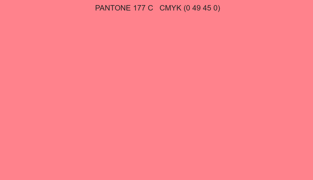 Color PANTONE 177 C to CMYK (0 49 45 0) converter