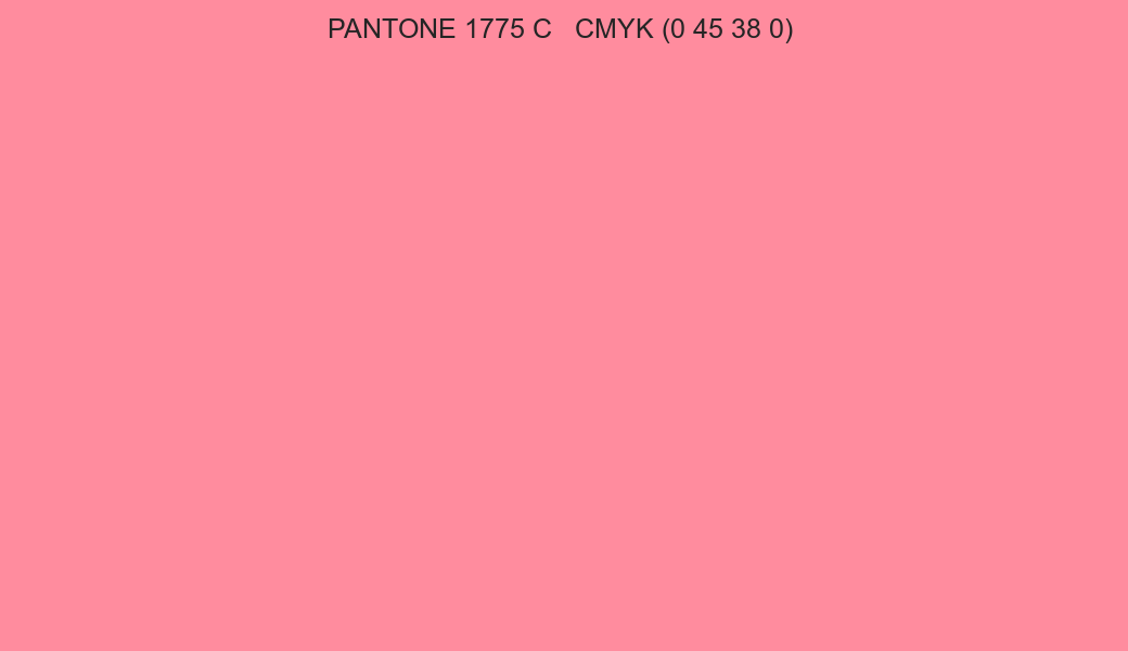 Color PANTONE 1775 C to CMYK (0 45 38 0) converter